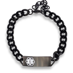 Quality Black Stainless Steel Medical ID Adjustable Bracelet