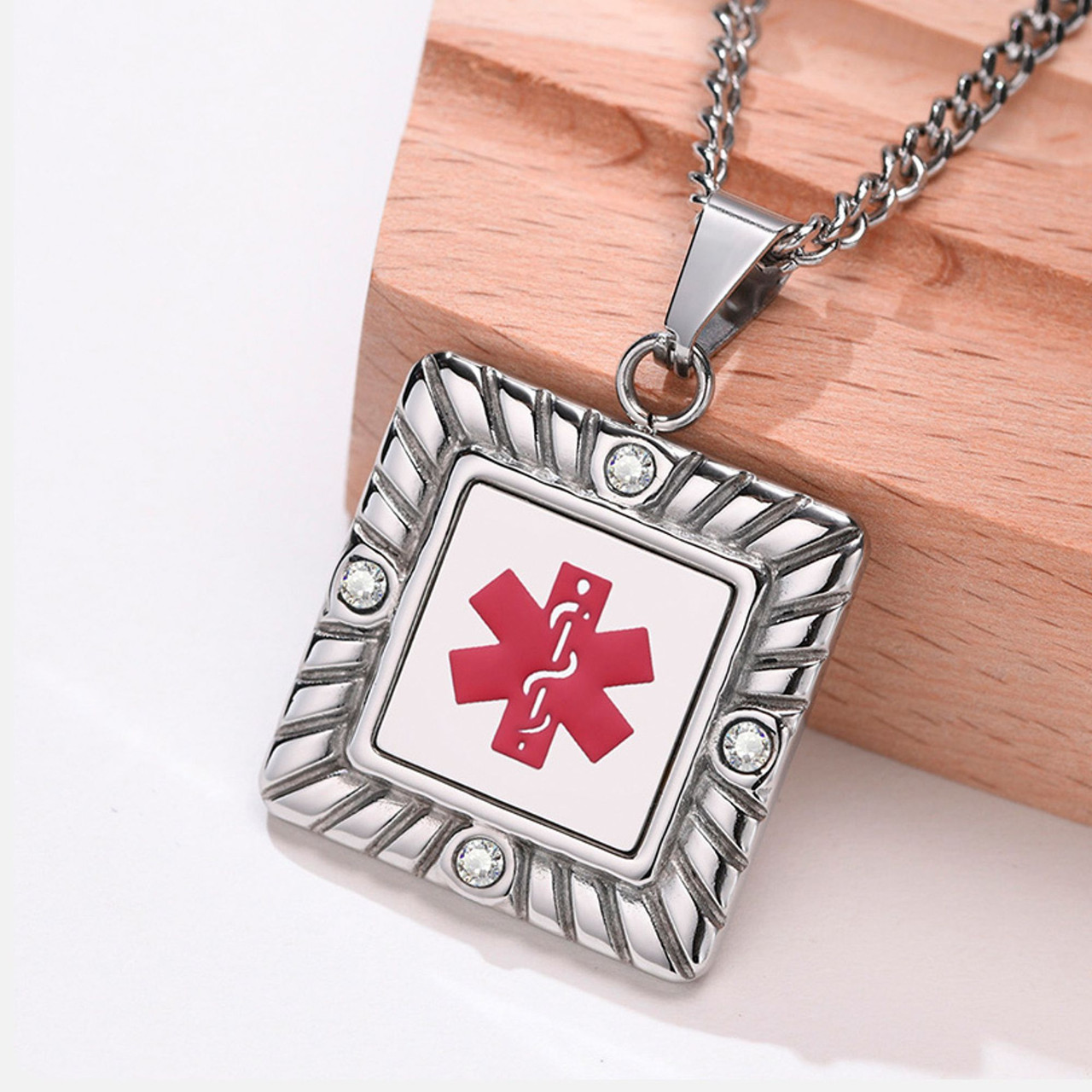 Medical Alert Necklaces in Silver and Leather