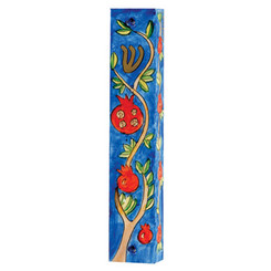  Pomegranates Small Painted Wooden Mezuzah Case By Yair Emanuel 