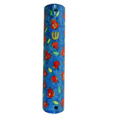   Pomegranates Small Painted Wooden Mezuzah Case By Yair Emanuel