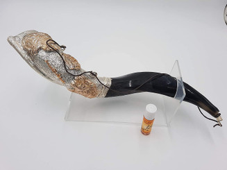 Shofar Shofars Kudu Yemenite Sale Judaica Oil between 16-20" Anointing Silver plated Amazing Horn Lion of Judah From Israel + stand + oil