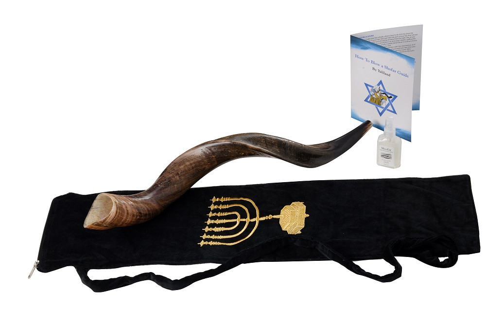 Guide Carrying Box Case Spray 26-28 SHOFAR Set Full Polished Kudu Horn Yemenite Bag