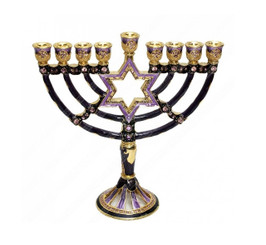  Hanukkah Menorah Enamel coating 9.5" Two-Sided By Judaicamore
