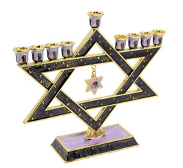     Hanukkah Menorah Enamel coating 9.5" Two-Sided By Judaicamore