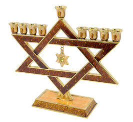      Hanukkah Menorah Enamel coating 9.5" Two-Sided By Judaicamore