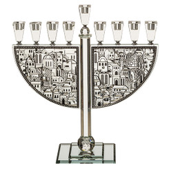 Hanukkah Hanukkiah Menorah  Crystal Menorah 54 cm with Metal Plaque 9 Branches