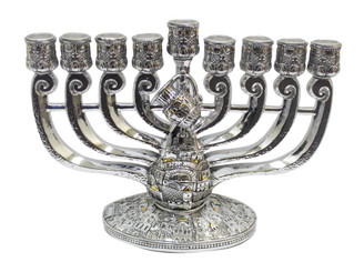 Hanukkah Hanukkiah  Menorah Crystal With Glass Chips Chabad 33*22 CM
