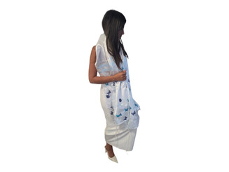 Handmade Women's Tallit Set | Blue Butterfly Jewish Prayer Shawl