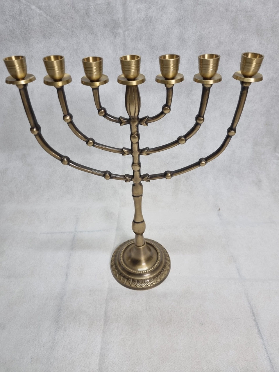 Ménorah 7 Branches En Laiton – Chandelier Bougeoir Style Antique, Neuf