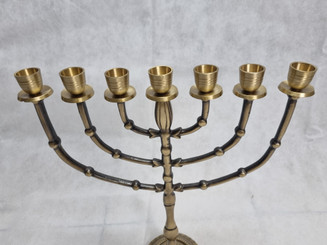 Menorah 7 Seven Branches Menora 15 inches Antique height brass copper From Israel Active