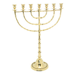 Authentic Temple Oil Menorah Menora Gold Plated Candle Holder from Jerusalem Israel 22'' / 56cm EMS Express ship