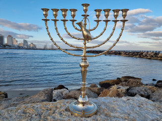 Hanukkah Hamukkia menorah 22.5" Inch (56cm)  Height 9 Branch Branches Brass copper + Gug For Oil Glasses Or Candles EXPRESS SHIP