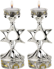 Shabbat Candlesticks Candle Holders Jerusalem Star Of Daved Electroform silver 925 
