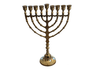 Hanukkah Menorah Design 9 Branches Vintage Brass Chanukah Candle Holder