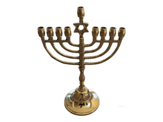Hanukkah Menorah Star of David design 9 Branches Vintage Brass Chanukah Candle Holder