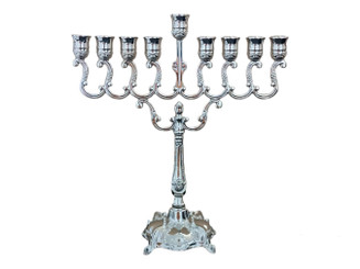 Hanukkah Menorah 9 candle Holder 7 Inch (18cm) Height Hanukkiah Silver Color