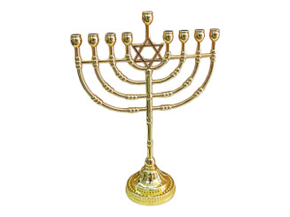 Hanukkiah Hanukkah Menorah 9 candle Holder 8.5" (22cm)  Height With star of David Gold