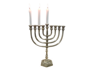 Menorah Hanokia candel holder modern  For chanukah jerusalem Temple 12 Inch Height 30 cm 9 Branches Brass XL Gold Color