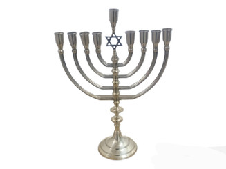 Hanukkah 14" Menorah 9 Branch Lamp in Elegant Brass made Star of david