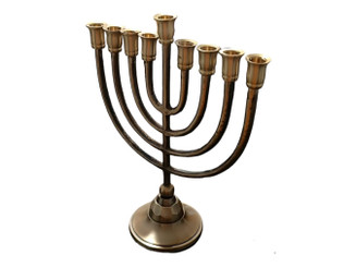 Hanukkah Menorah 9 branch 10 Inch - Modern Contemporary Menorah Chanukah Chanukia Brass copper - Jewish Judaica Gift