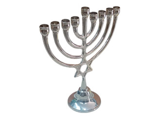 Hanukkah 9" Menorah 9 Branch Lamp in Elegant New Design Judaica Art Star of david Nickel plated