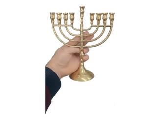 Hanukkah Chanukka candles Menorah Chanukkia Hanukia 9 Branches Chanukah Candle Holder 23cm height Brass Gold
