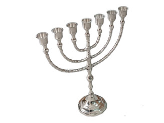 Menorah Design 7 Branches Vintage Brass Chanukah Candle Holder 12" Height nickel plated