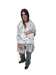 Butterfly Tallit Set for Women & Bat Mitzvah | White & Blue Tallit with Bag & Kippah | Jewish Prayer Shawl 