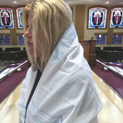 Light Blue Acrylic Tallit with Embroidered Atarah Blessing | 50x160cm Prayer Shawl for Bar Mitzvah & Daily Use