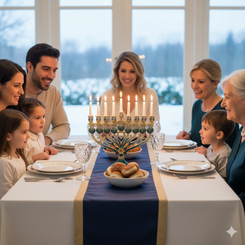 Luxury Teal & Gold Enamel Hanukkah Menorah with Star of David 9 brach