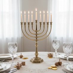 Extra Large 24" Solid Brass Hanukkah Menorah - Massive 12.1 lbs Traditional Jerusalem Style Hanukiah - Heirloom Quality