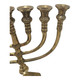 Vintage handcrafted brass menorah 7 branch Jerusalem Temple design solid copper Judaica 13 inches tall hexagonal base
