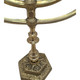 Vintage handcrafted brass menorah 7 branch Jerusalem Temple design solid copper Judaica 13 inches tall hexagonal base

