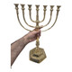 Jerusalem Temple Menorah 7 Branch Solid Brass 18.5 inches tall 8.2 lbs - Heavy Duty Museum Quality Israeli Judaica Candelabra with Ornate Hexagonal Base