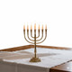 Jerusalem Temple Menorah 7 Branch Solid Brass 18.5 inches tall 8.2 lbs - Heavy Duty Museum Quality Israeli Judaica Candelabra with Ornate Hexagonal Base