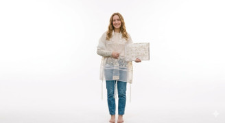 Women's Silk Organza Tallit - Pure White Floral Embroidery (78" x 20")