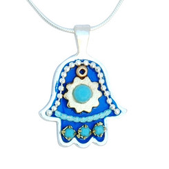  Blue Hamsa Necklace by Ester Shahaf