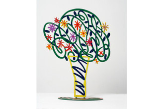 Vase with Abstract Bouquet (Green) Sculpture By David Gerstein