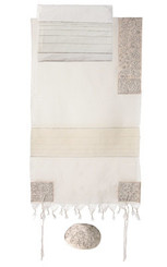  Silver Hand Embroidered Tallit By Yair Emanuel 