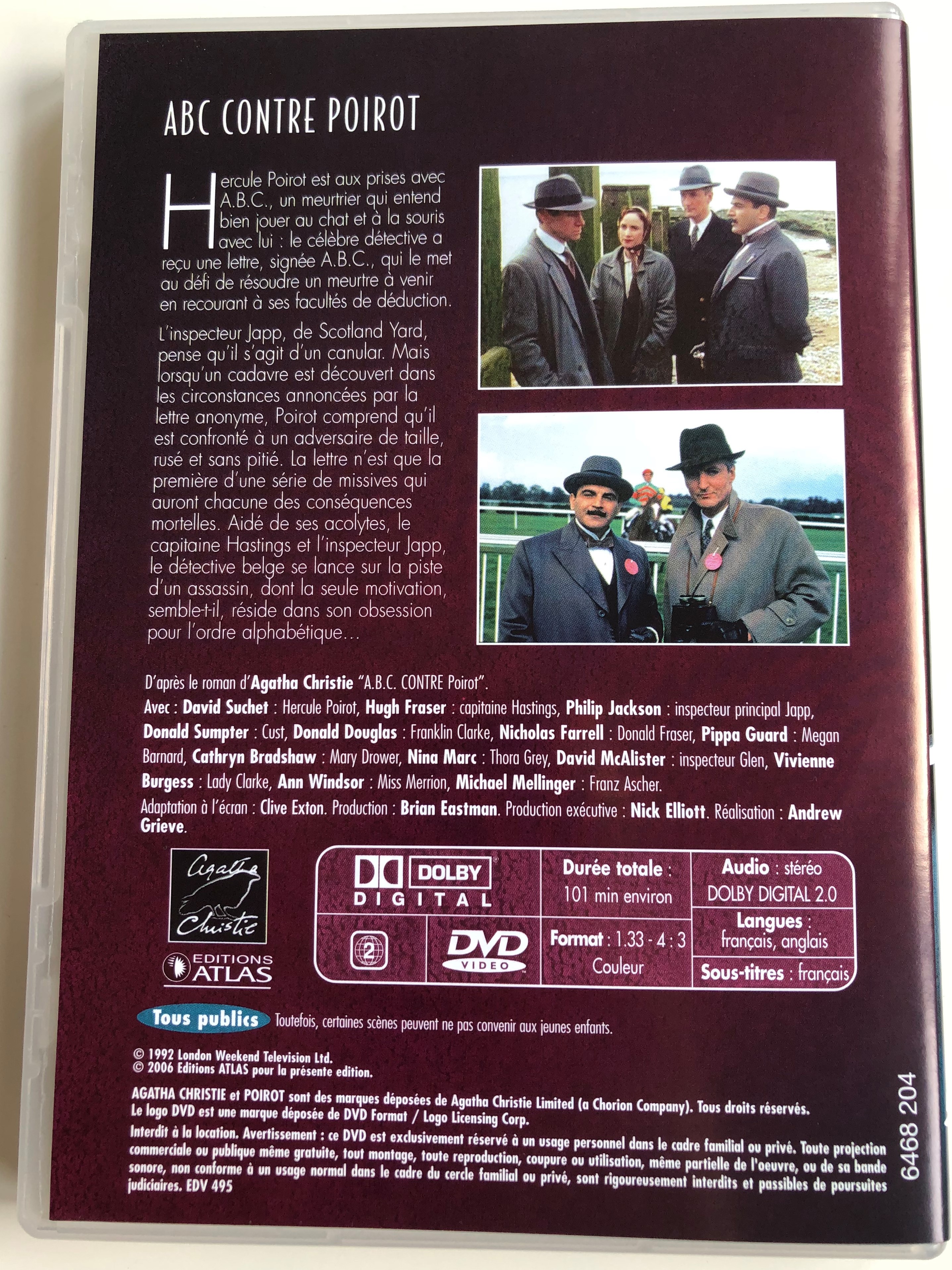 Agatha Christie - Poirot DVD 1992 La Collection A.B.C Contre Poirot /  Directed by Andrew Grieve / Starring: David Suchet, Hugh Fraser, Philip  Jackson - bibleinmylanguage