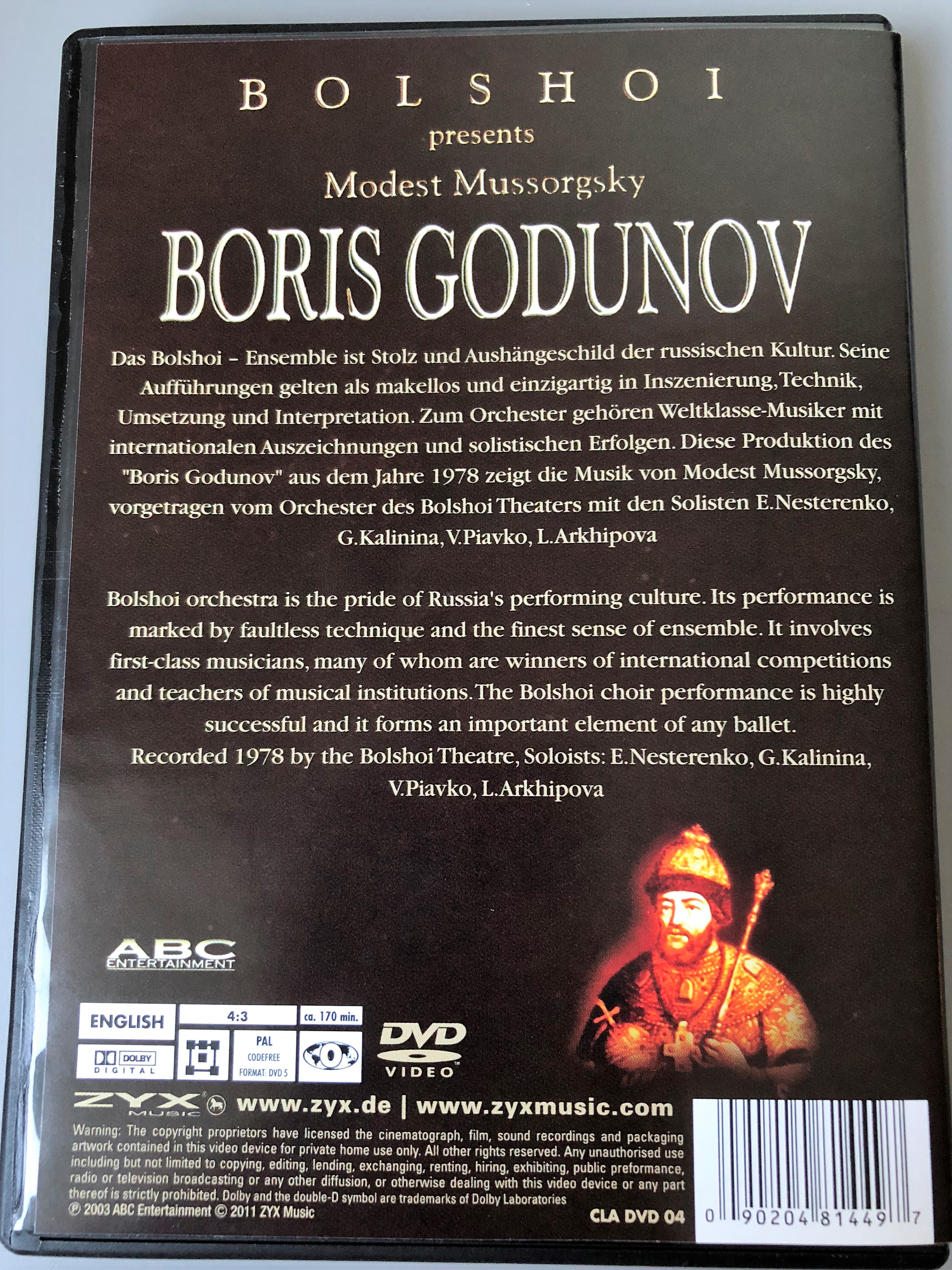 Bolshoi presents Modest Mussorgsky - Boris Godunov DVD 1978 / Болшои Театр  VOL 04 / ABC Entertainment - Zyx Music / CLA DVD 04 - bibleinmylanguage
