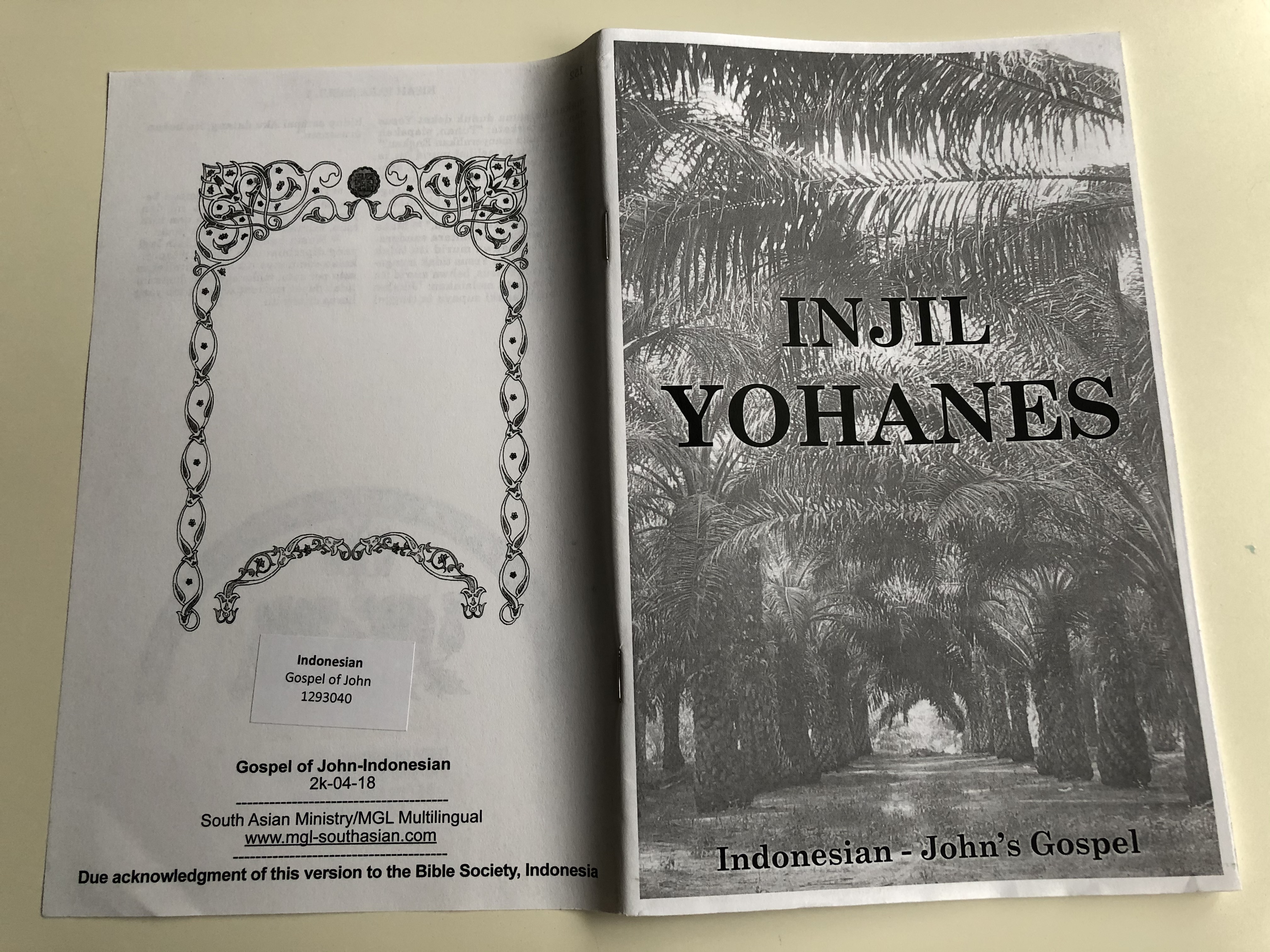 Injil Yohanes Indonesian Gospel of John South Asian Ministry