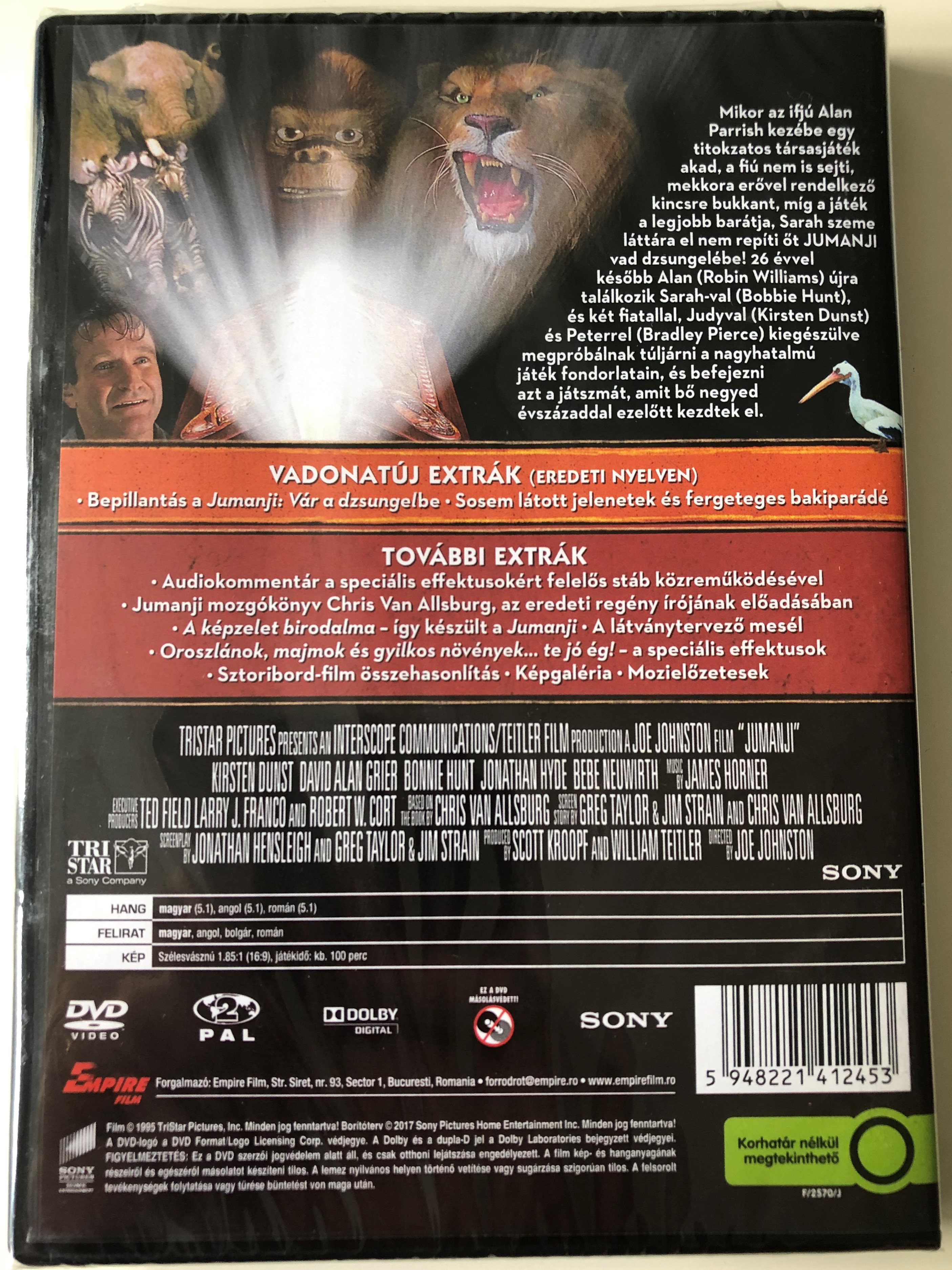 Jumanji DVD 1995 / Directed by Joe Johnston / Starring; Robin Williams,  Kirsten Dunst, David Alan Grier, Bonnie Hunt - bibleinmylanguage