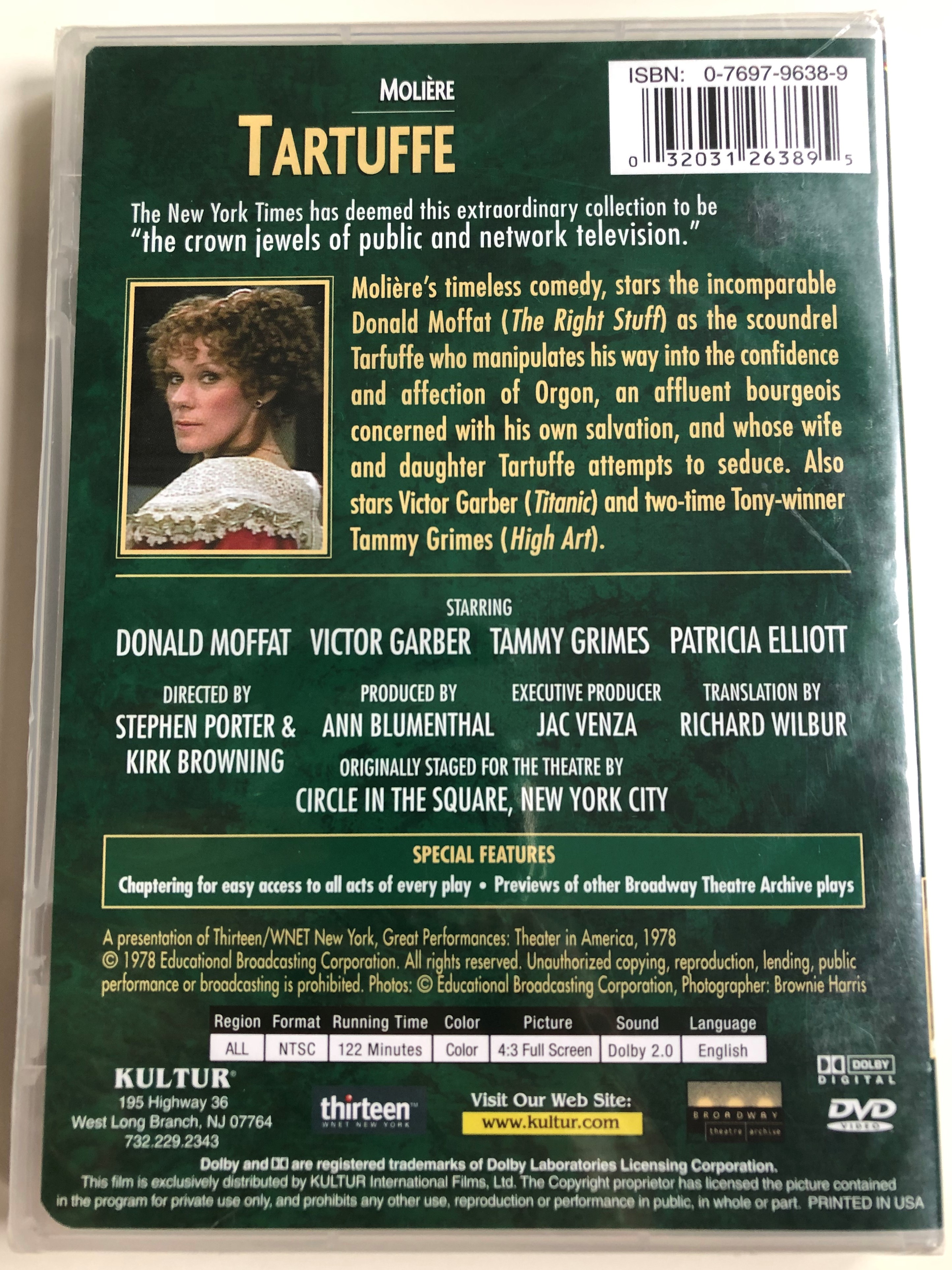 Moliére - Tartuffe DVD 1978 Broadway theatre archive / Directed by Stephen  Porter & Kirk Browning / Starring: Donald Moffat, Victor Garber, Tammy  Grimes, Patricia Elliott - bibleinmylanguage