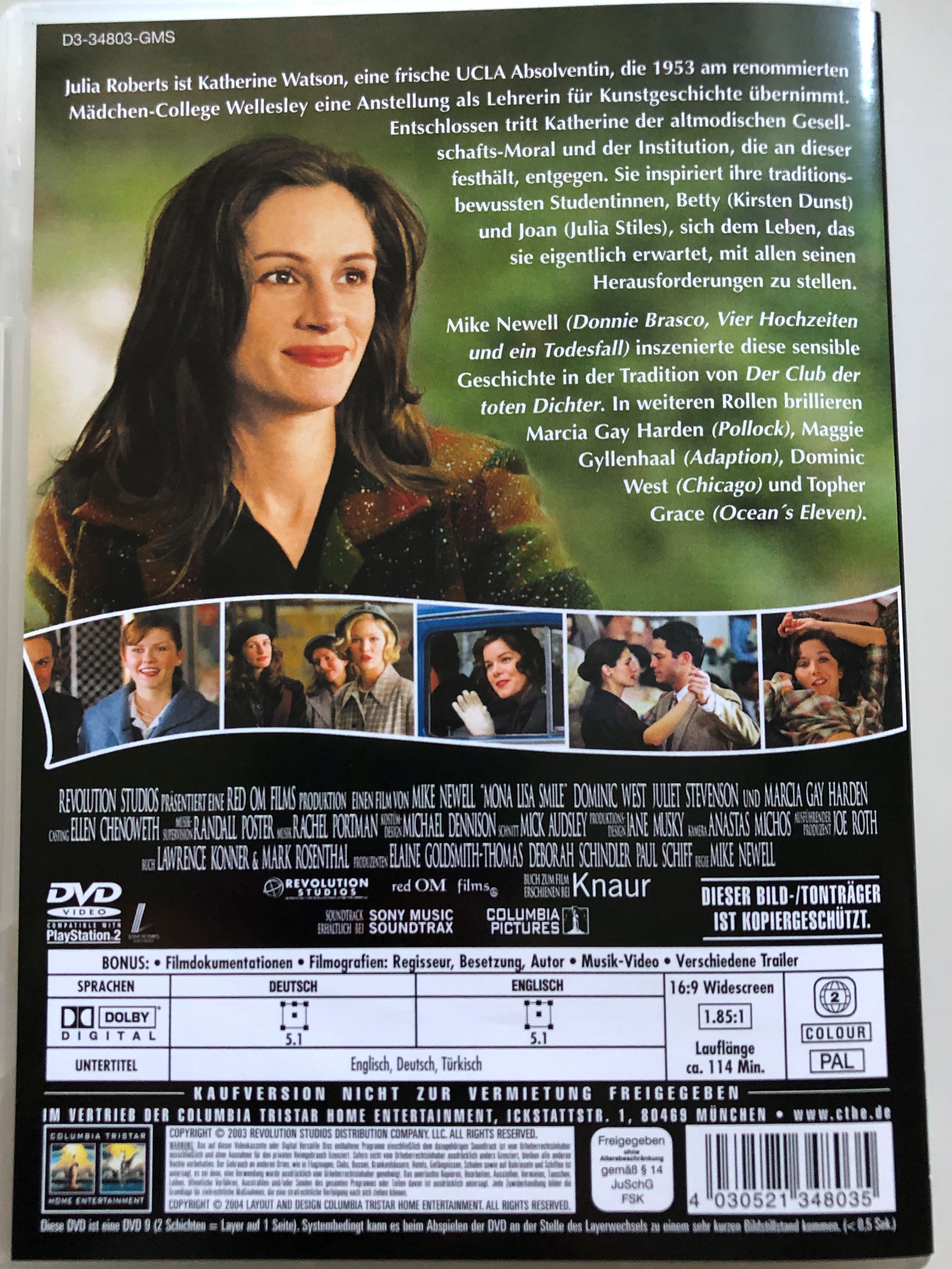 Mona Lisa Smile Dvd 03 Mona Lisas Lacheln Directed By Mike Newell Starring Julia Roberts Kirsten Dunst Julia Stiles Maggie Gyllenhaal Bibleinmylanguage