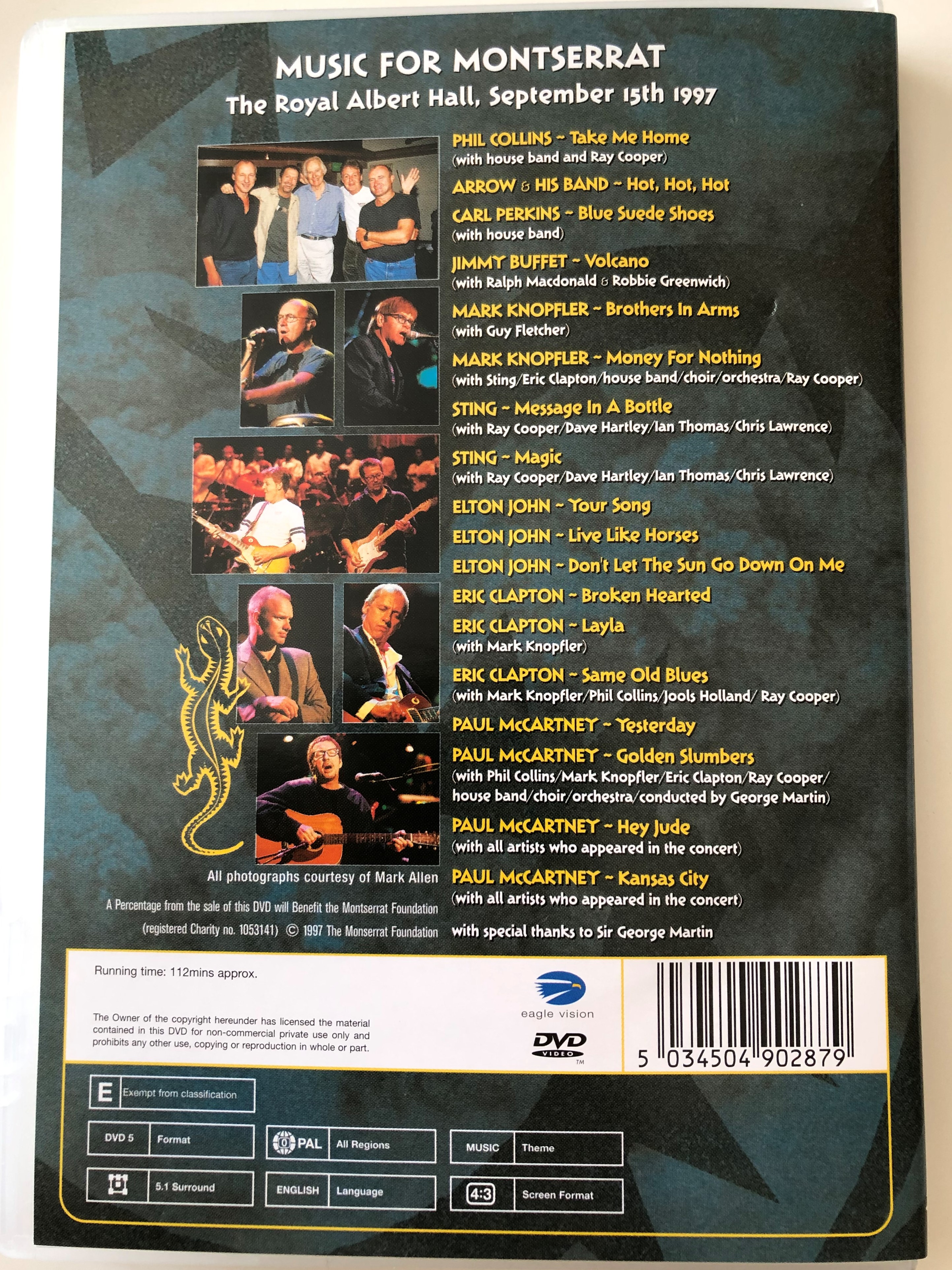 Music for Montserrat DVD 1997 / Featuring Arrow, Jimmy Buffett, Eric Clapton,  Phil Collins, Paul McCartney, Sting / The Royal Albert Hall - 15 September  1997 - bibleinmylanguage