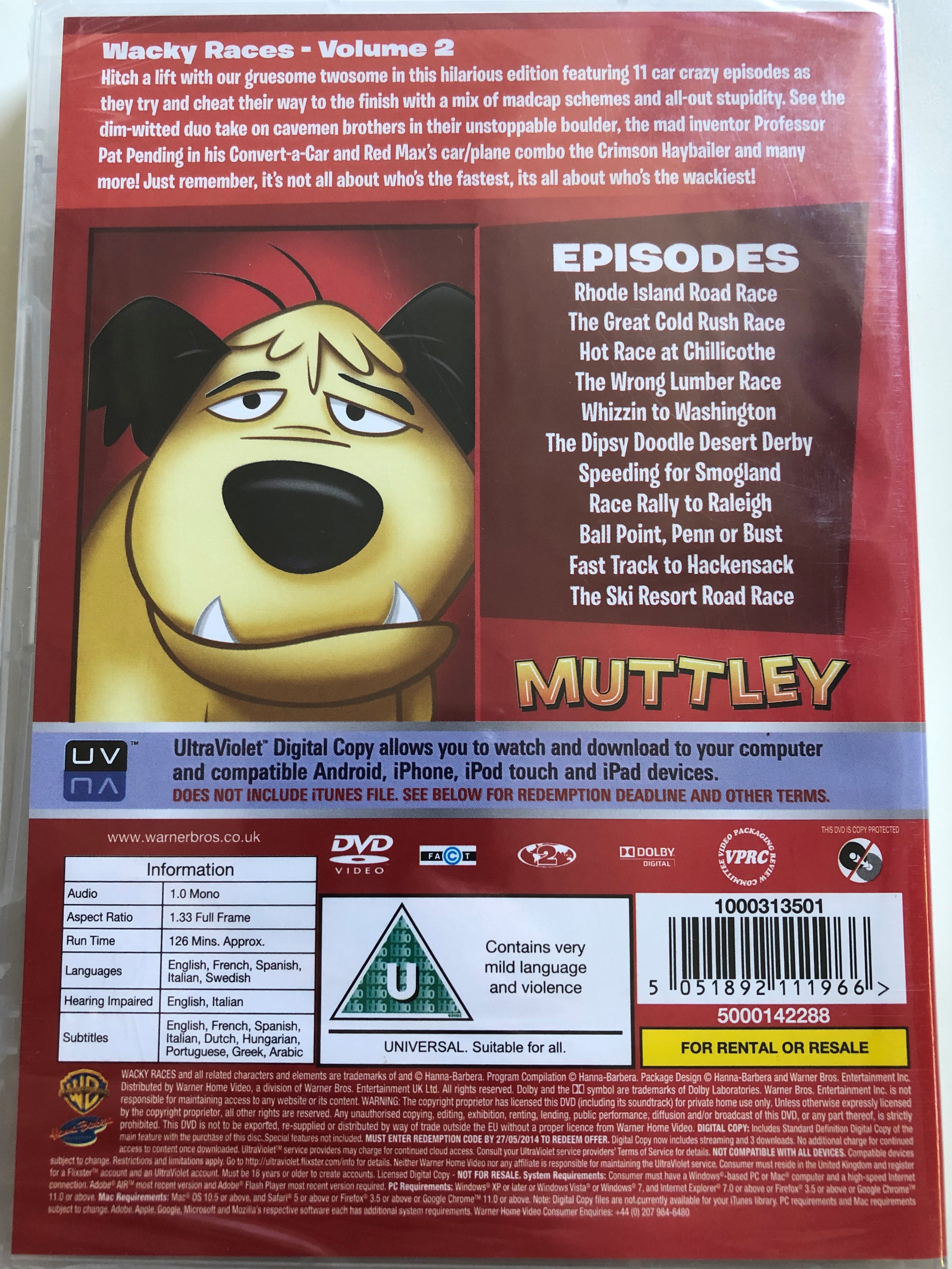 Muttley DVD 1968 Wacky Races - Volume 2 / 12 episodes on disc / Directed by  William Hanna, Joseph Barbera / Voices: Paul Winchell, Don Messick, Janet  Waldo, Daws Butler - bibleinmylanguage