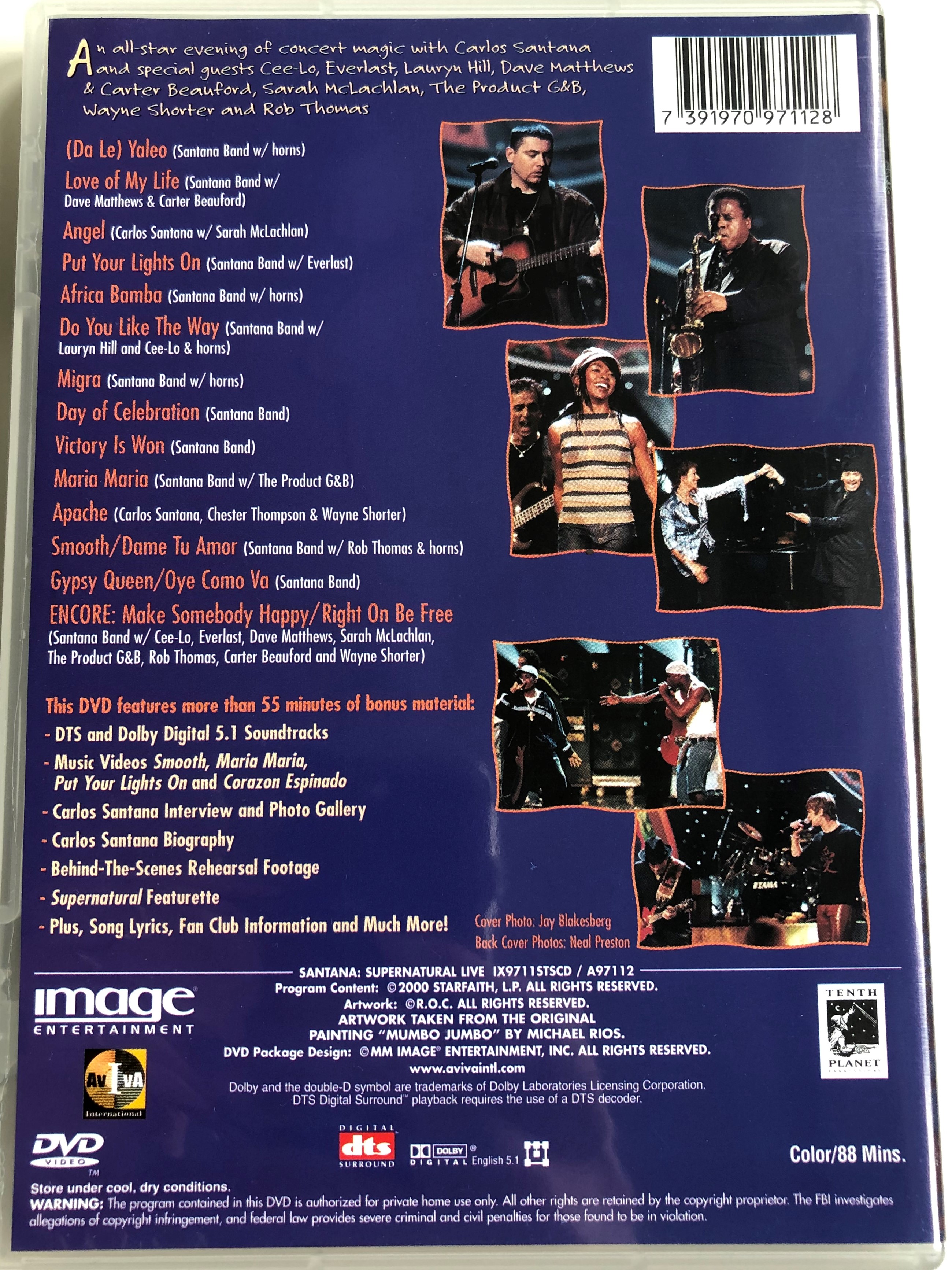 Santana DVD 2000 Supernatural LIVE / An evening with Carlos Santana and  Friends / Love of my Life, Put your Lights on, Migra, Victory is Won, Gypsy  Queen / Oye como va - bibleinmylanguage