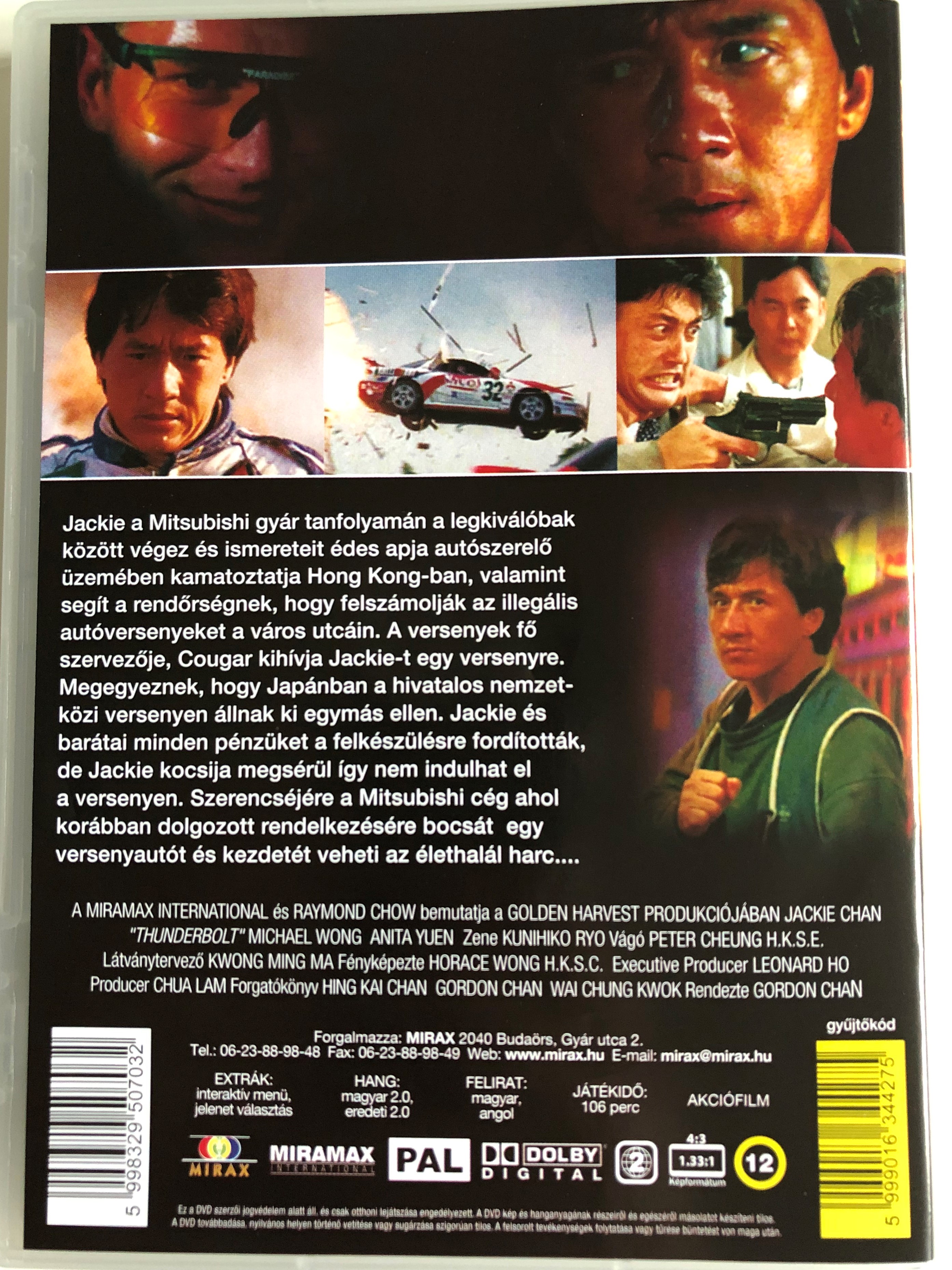 Thunderbolt DVD 1995 Mennydörgés / Directed by Gordon Chan / Starring:  Jackie Chan, Anita Yuen, Michael Wong, Thorsten Nickel - bibleinmylanguage