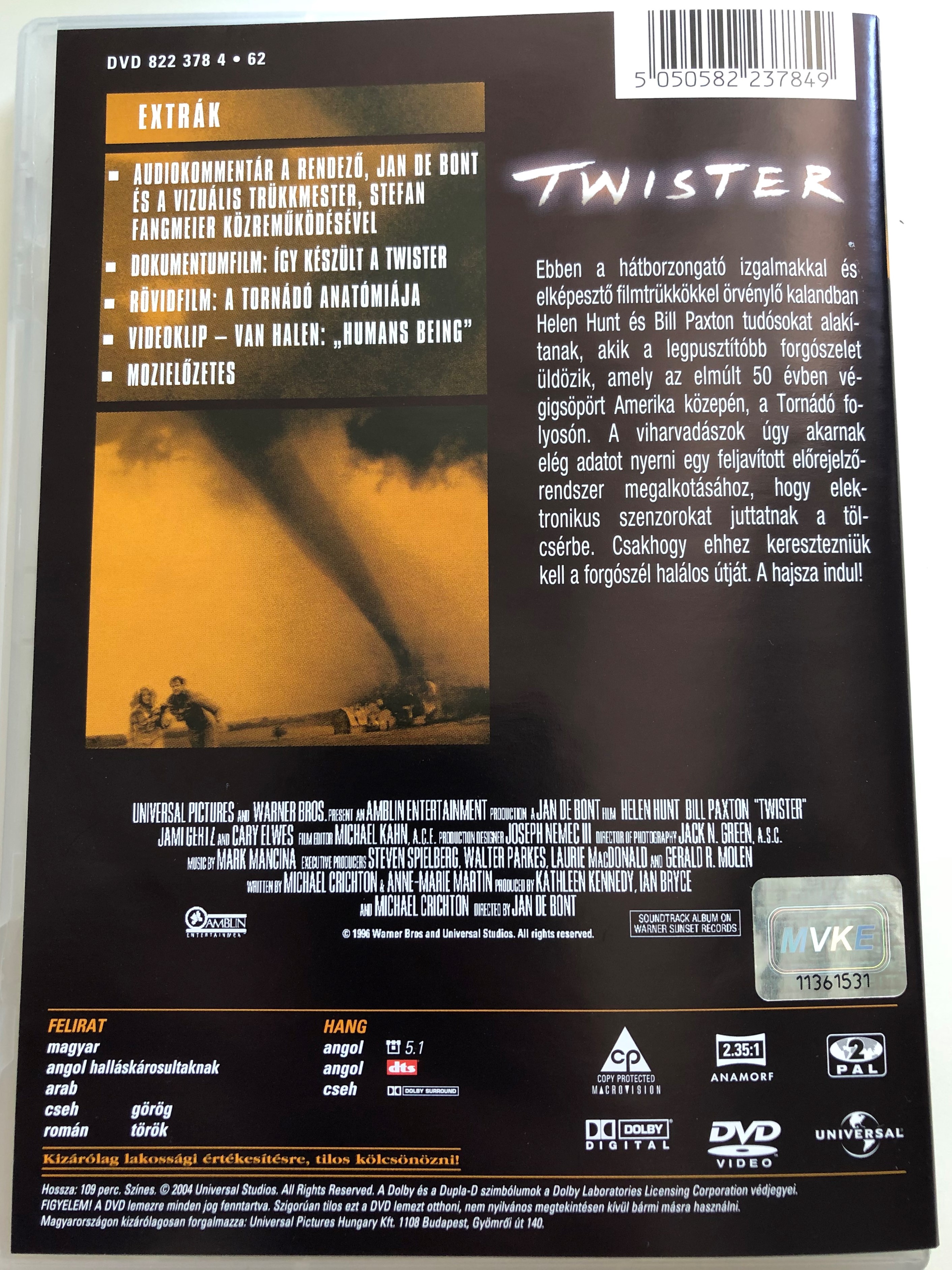 Twister DVD 1996 Különleges kiadás / Directed by Jan de Bont / Starring:  Helen Hunt, Bill Paxton, Jami Gertz - bibleinmylanguage